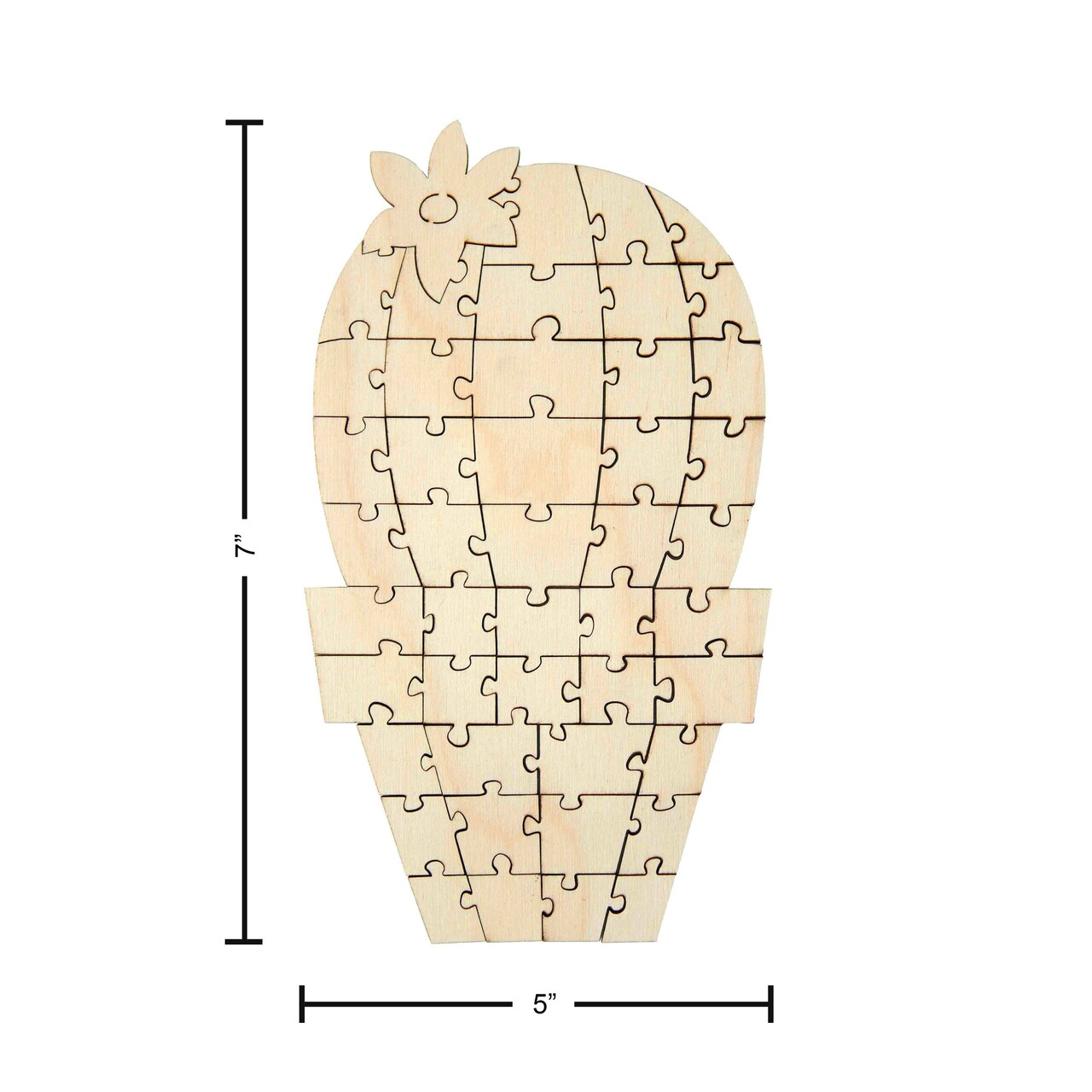 Leisure Arts Wood Puzzle Small Cactus 46 Pieces 3.94"X 6.88" Blank Puzzles, Make Your Own Puzzle, Blank Puzzle Pieces Wooden Puzzles Diy Jigsaw Puzzles, Puzzles To Draw On